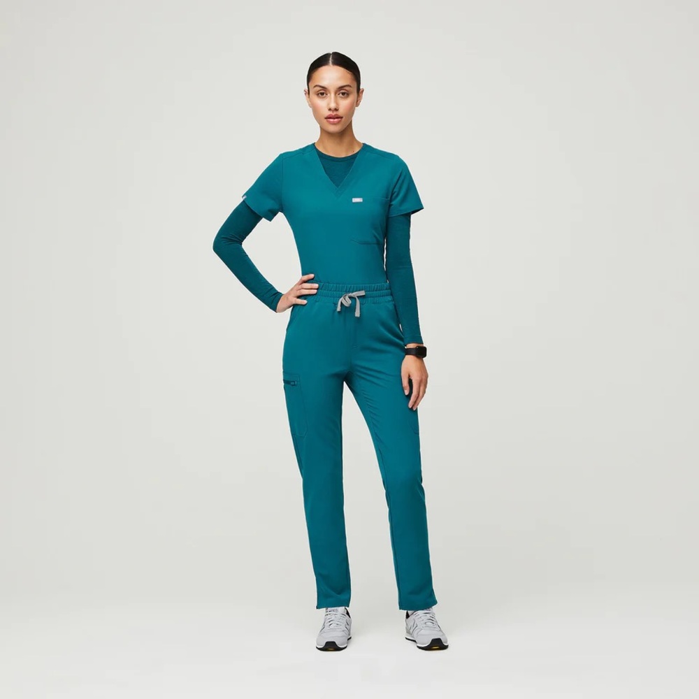 Catarina™ One-Pocket Scrub Top and Pants in Pacific Blue